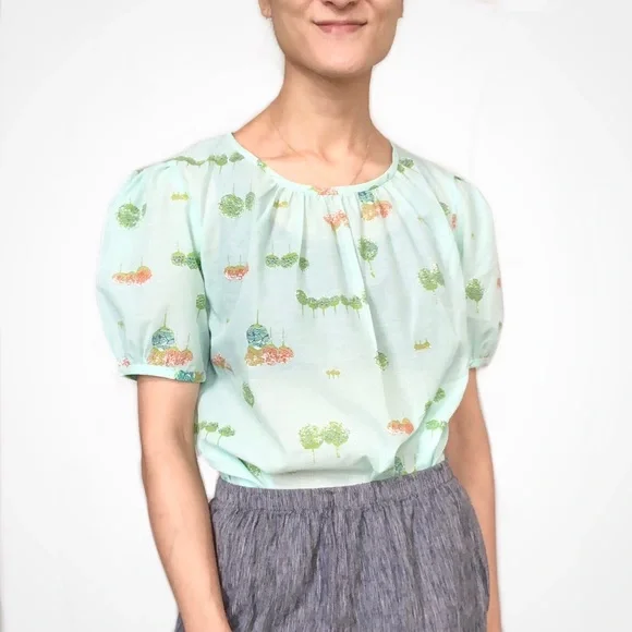 True Vintage handmade voile blouse and skirt matching 2pc set - Picture 3 of 11